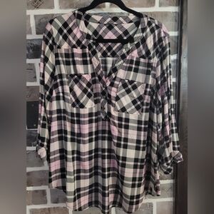 Torrid Pink and Black Plaid Shirt